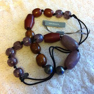 Vintage NEW sandwich jewellery Large Multi Color Beads VTG Art Deco Necklace